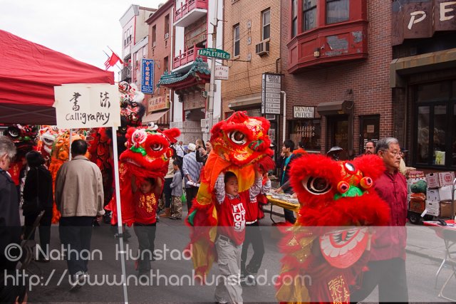 A dragon parade during the Autumn Festival in Chinatown in Phila